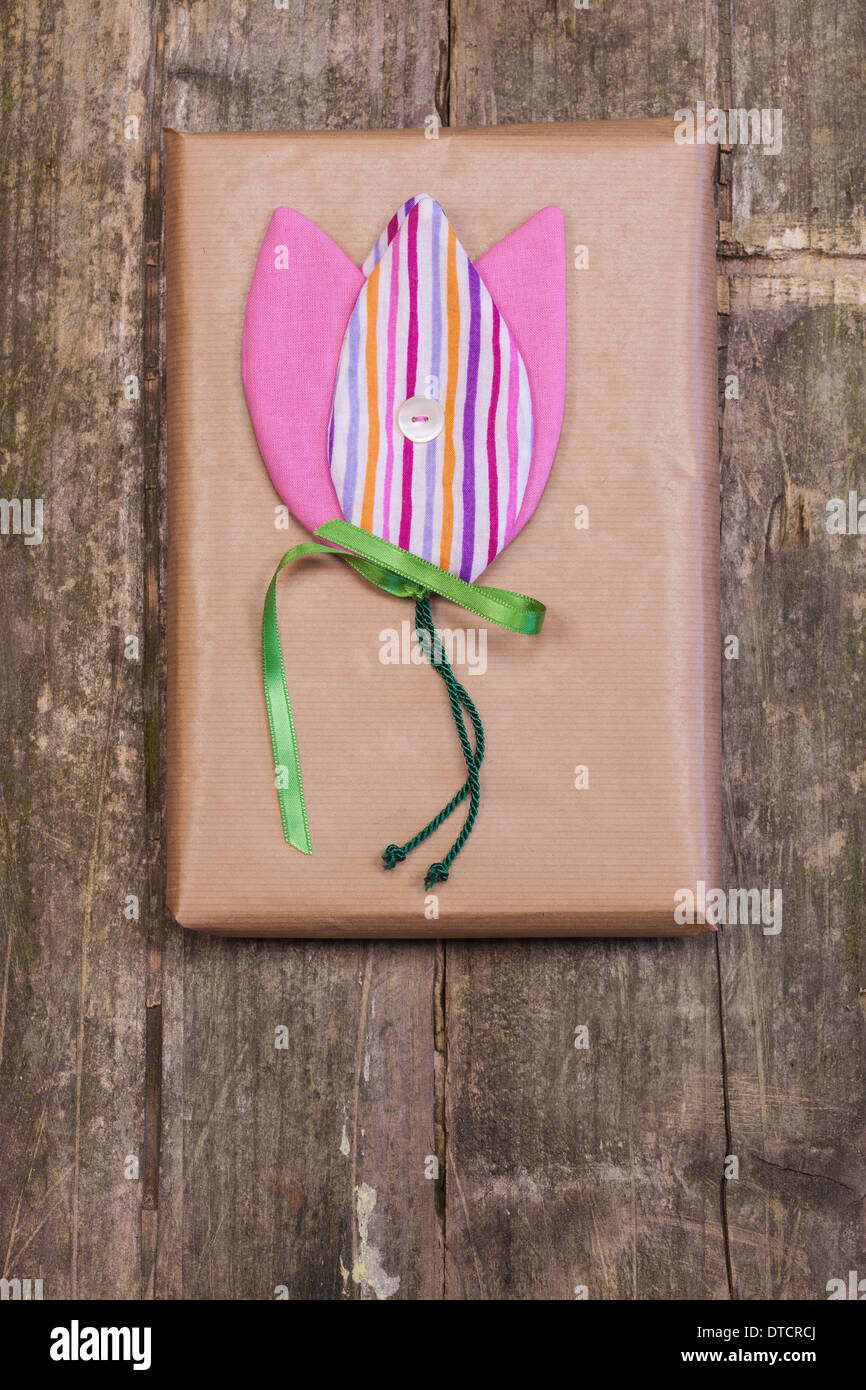 Wooden background with a hammered Stock Photo