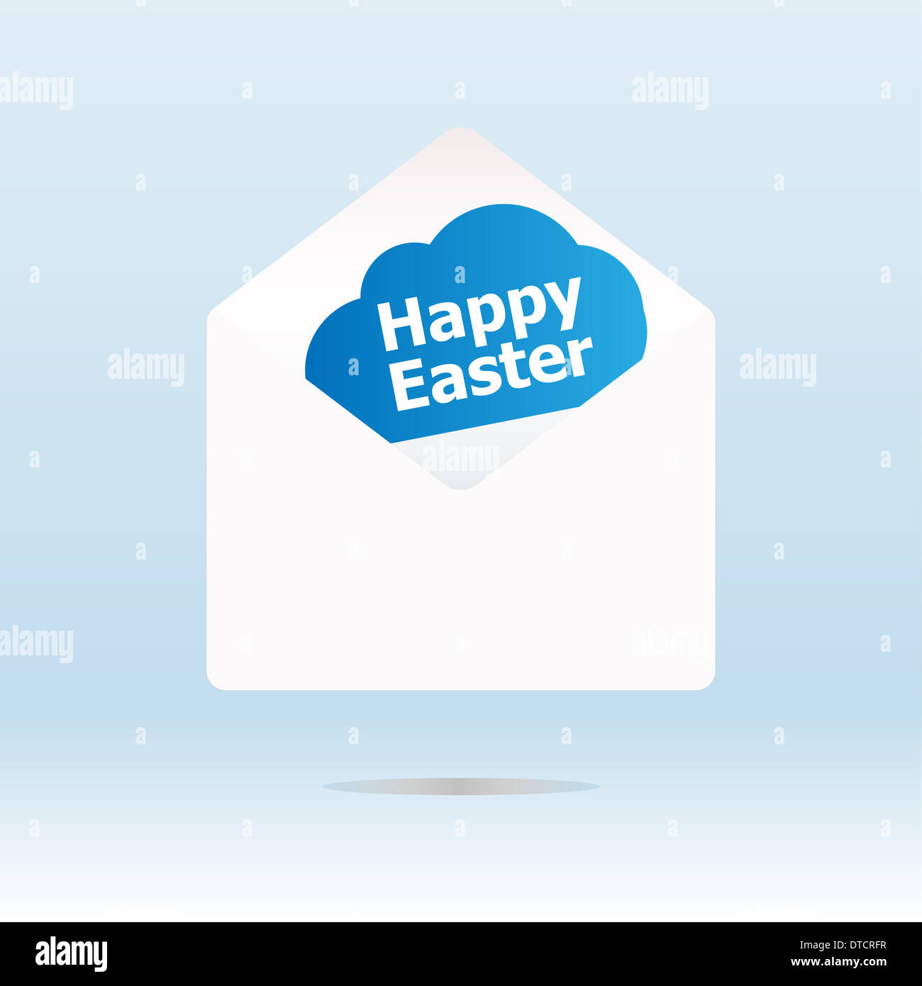 cover with easter text on blue cloud, holiday concept Stock Photo