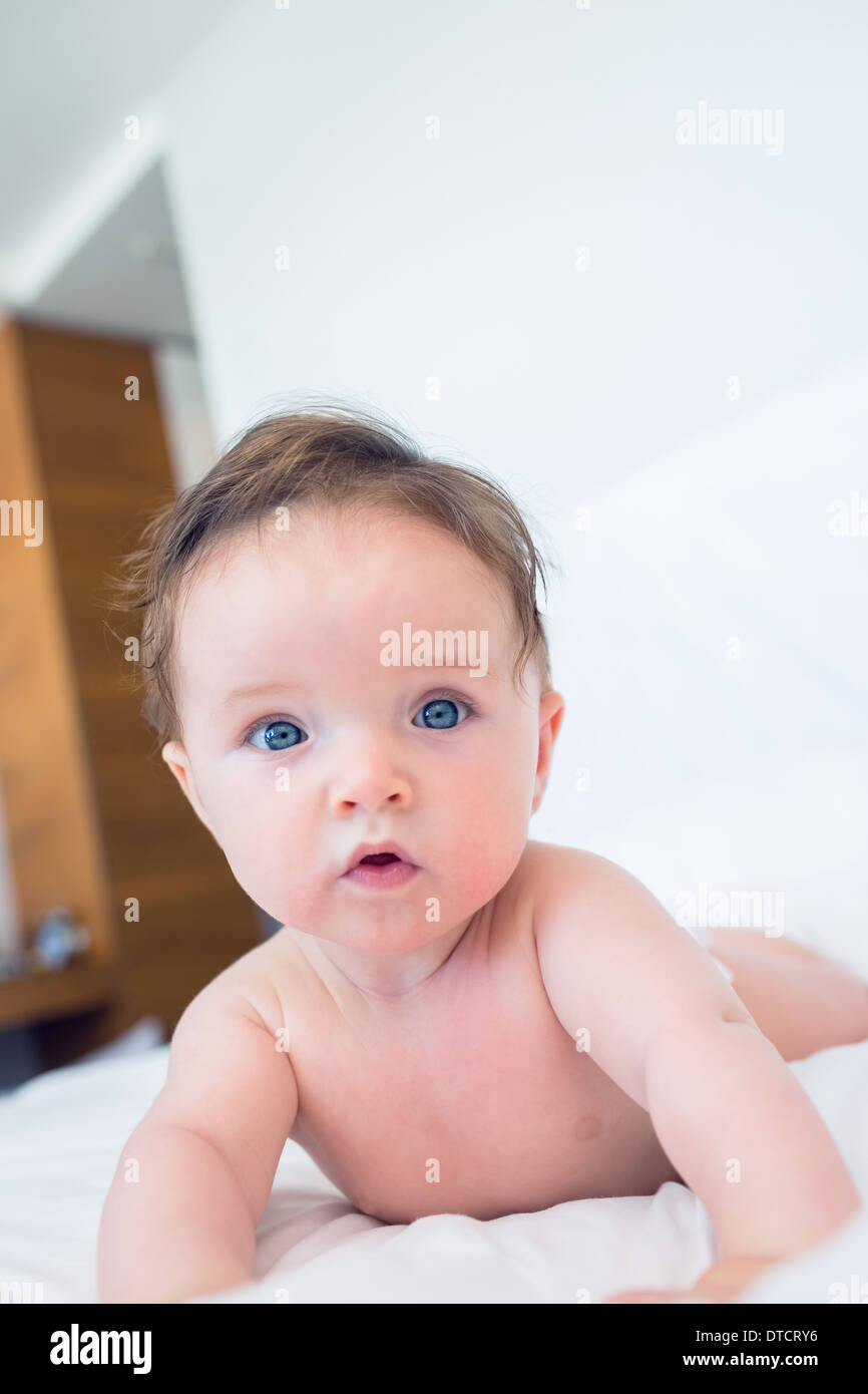 Cute baby boy with blue eyes Stock Photo