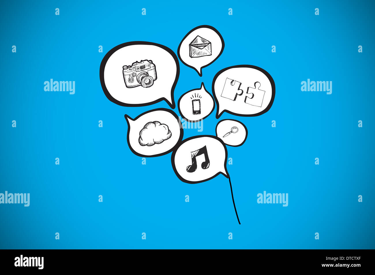 Composite image of speech bubbles with app icons Stock Photo - Alamy