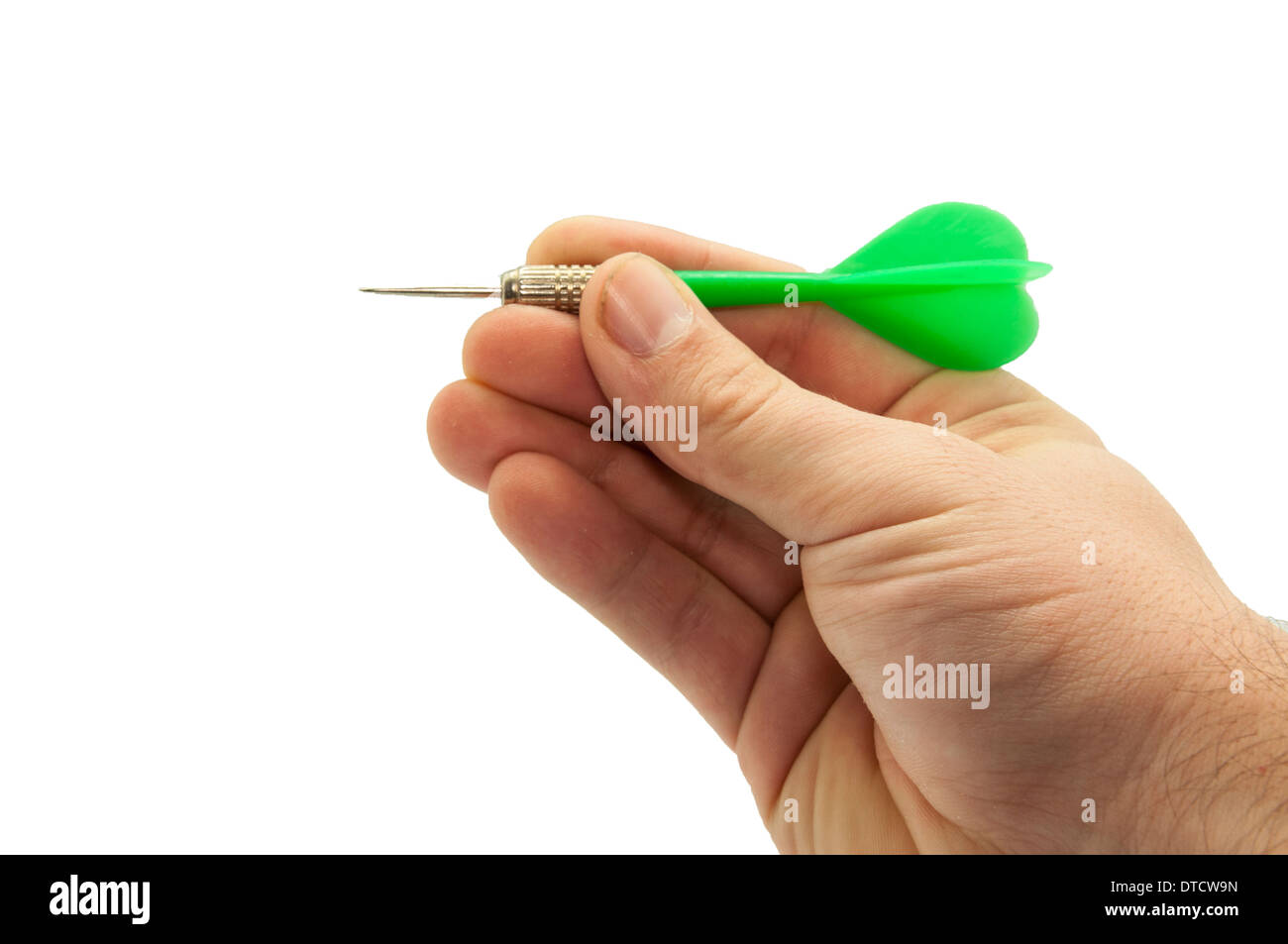 Hand with dart over a white background Stock Photo Alamy