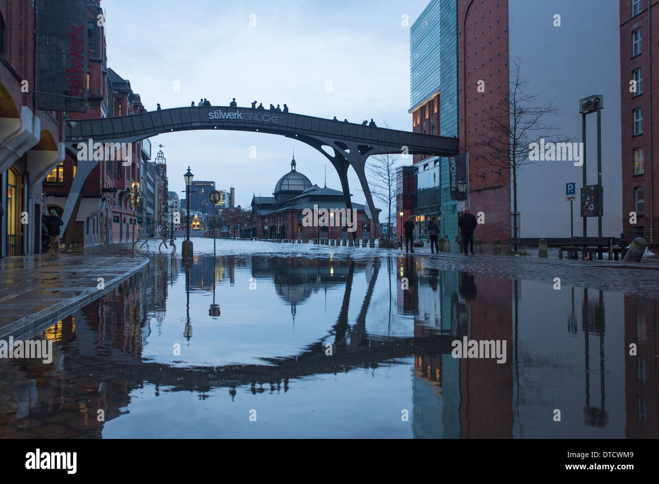 Hamburg, Germany, the Elbstrasse available after the storm surge submerged Stock Photo