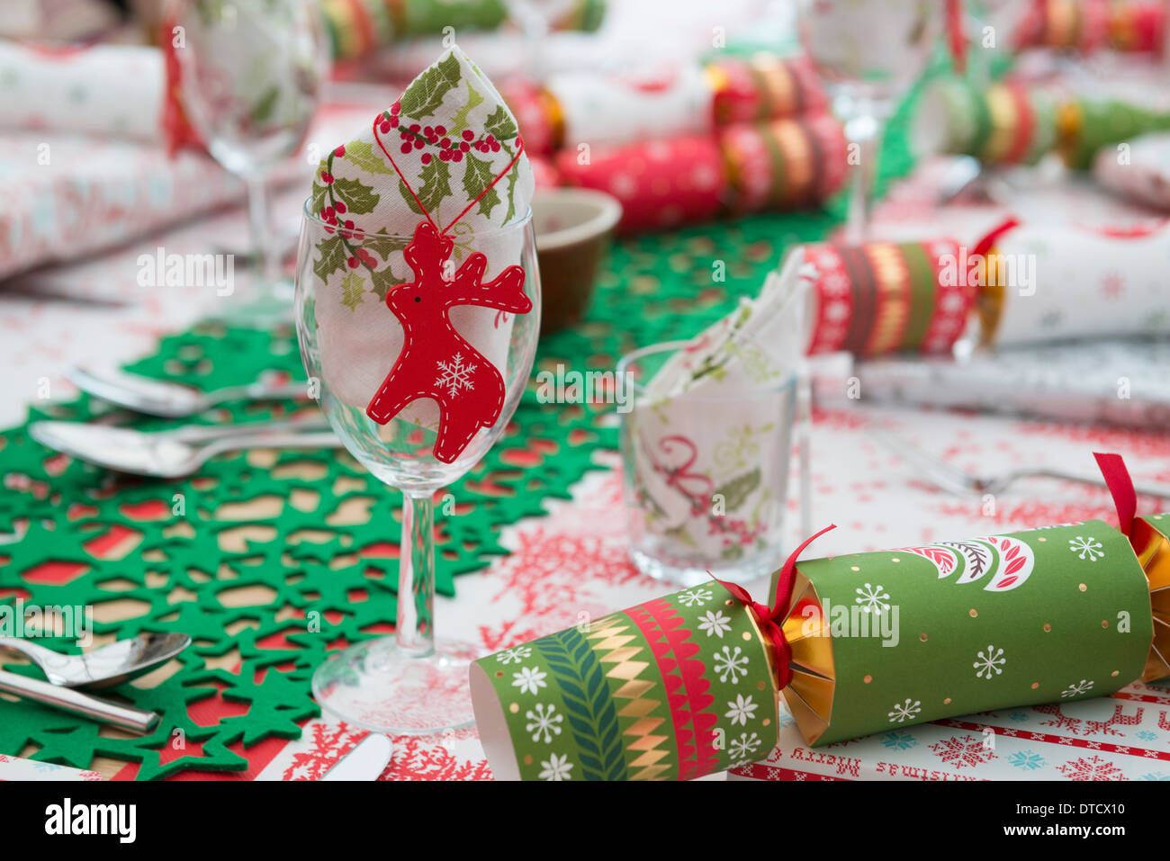 A table laid for Christmas Stock Photo