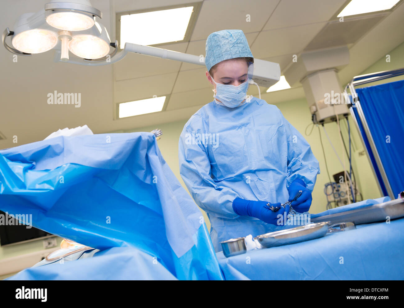 Nurse in a hospital operating theatre Stock Photo