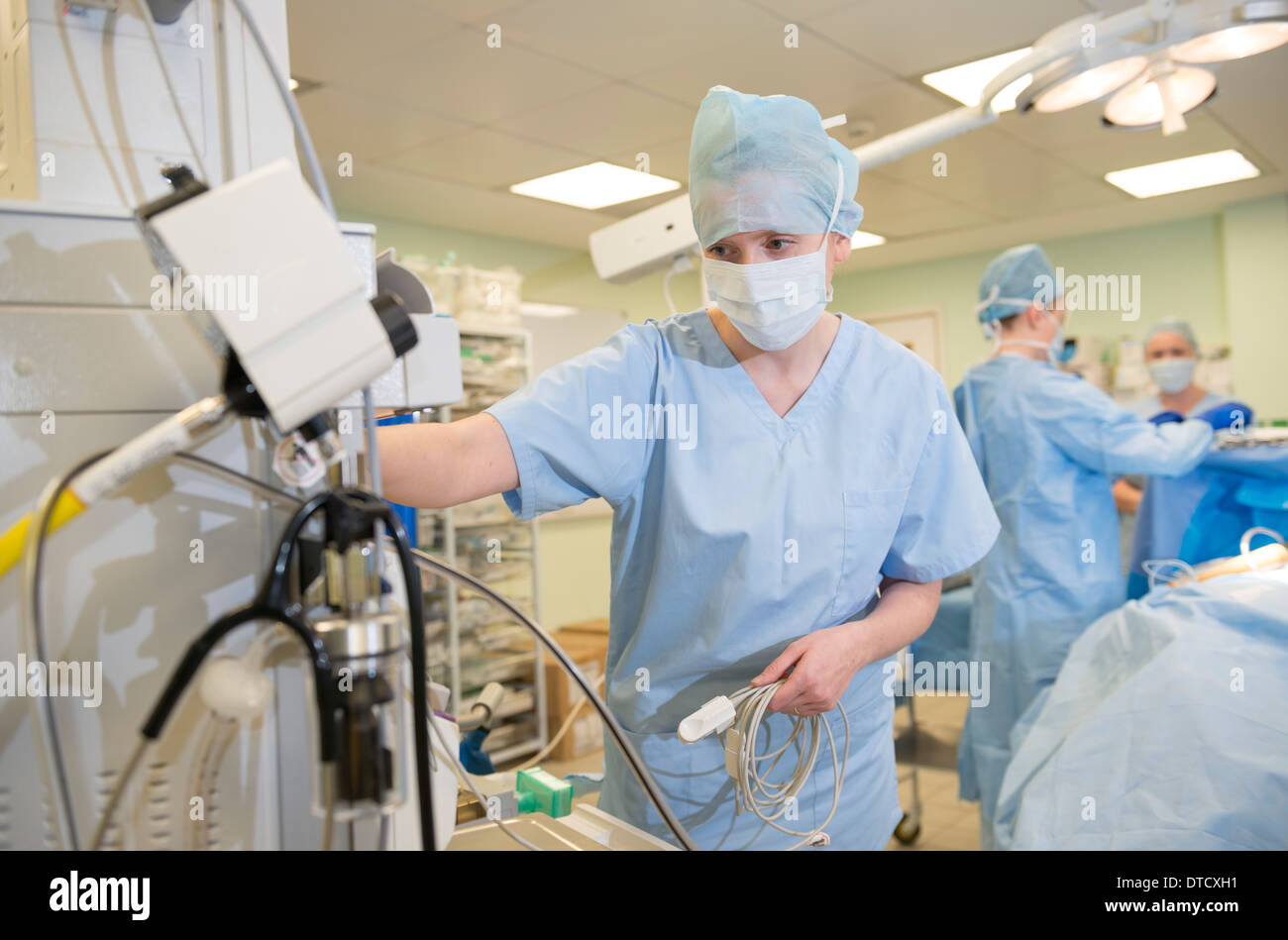 Nurse in a hospital operating theatre Stock Photo