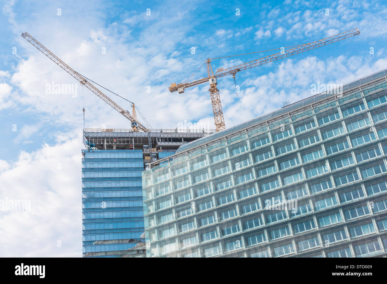 construction site for office blocks on the shore of the danube canal, vienna, austria Stock Photo