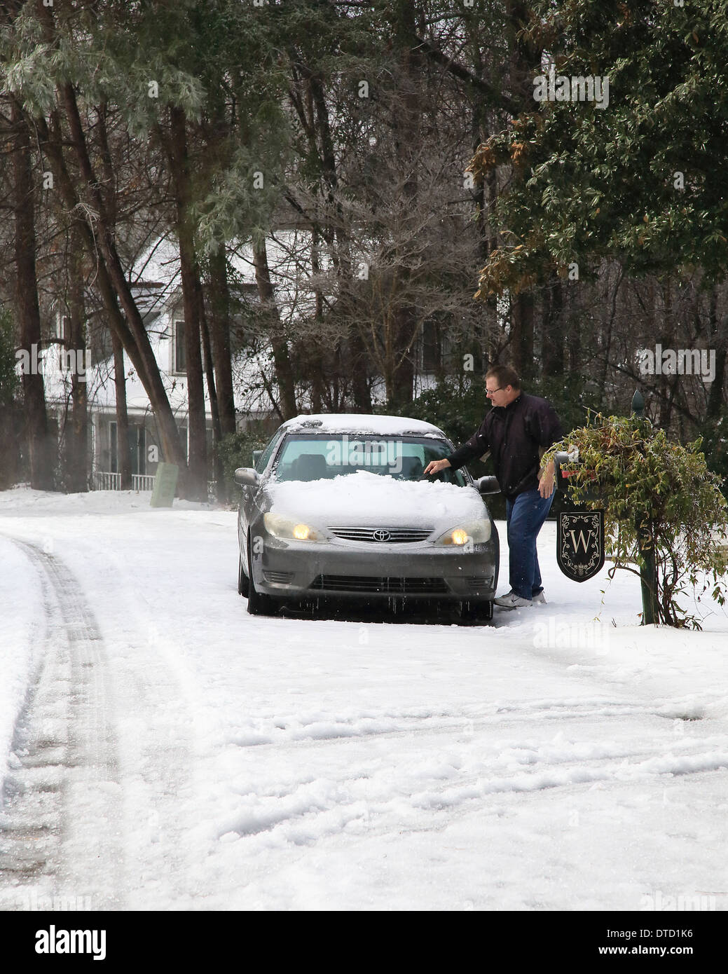 Columbia, South Carolina, USA. after freek snow and ice storm 12/02/14
