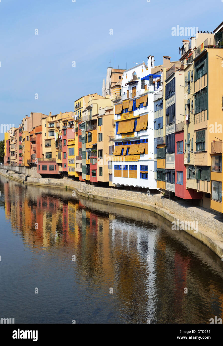 Colorful houses in Girona, Spain Stock Photo