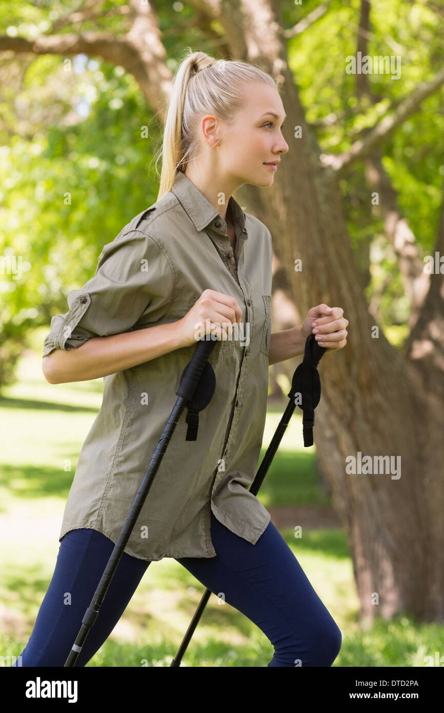 Beautiful blonde walking in park hi-res stock photography and images ...
