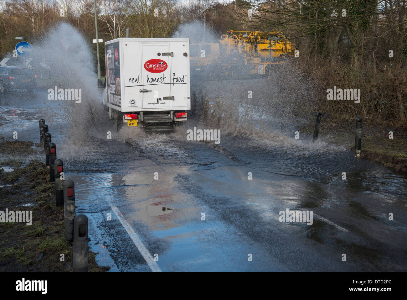Flooded Road, Surrey, England. February, 2014 Stock Photo