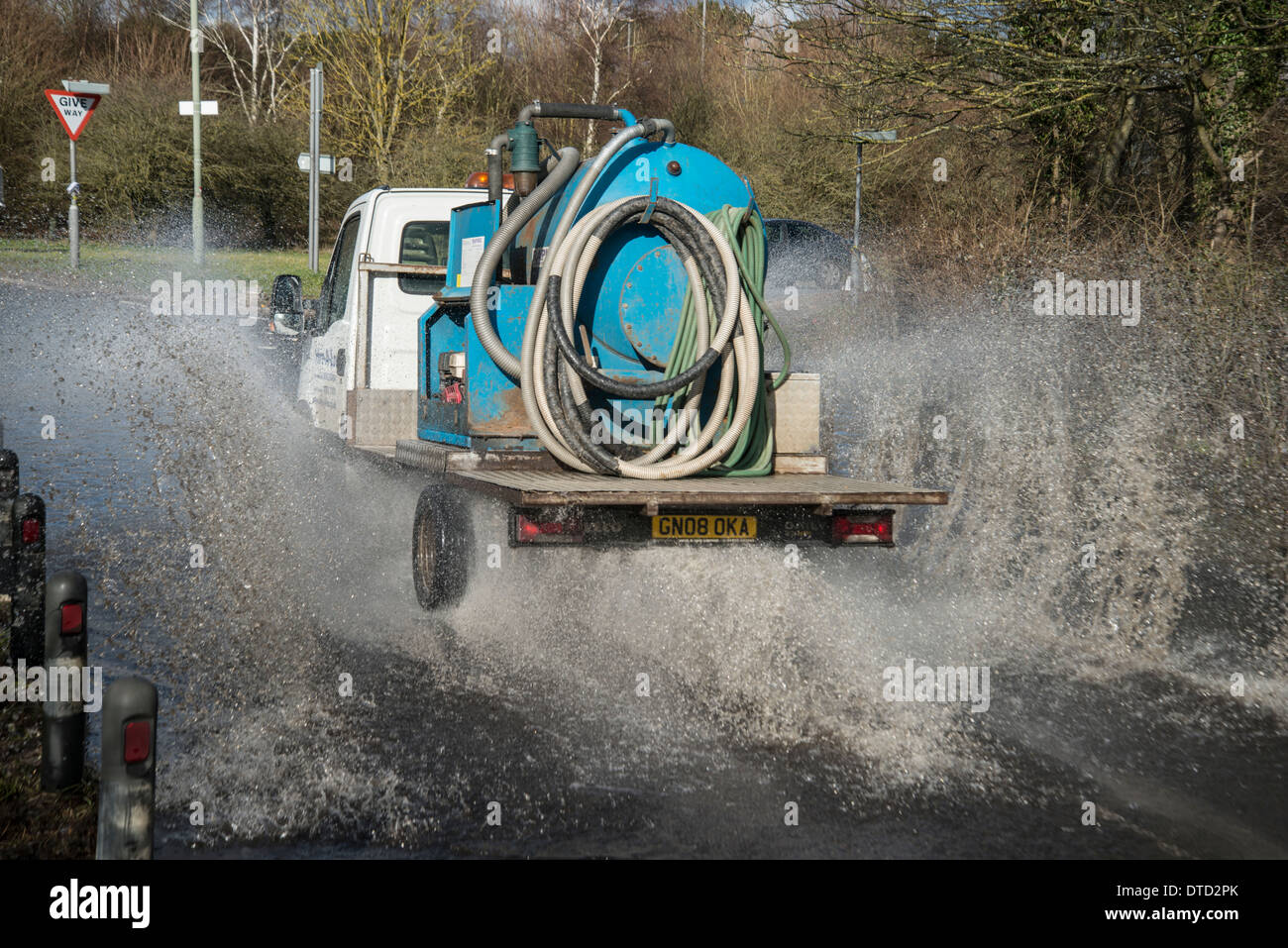Flooded Road, Surrey, England. February, 2014 Stock Photo