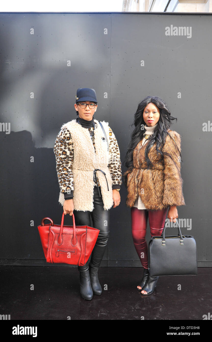 Somerset House, London, UK. 15th February 2014. Stylish people pose at