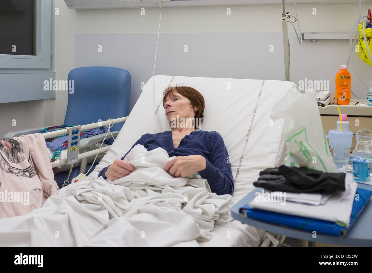 Mature woman in hospital bed, France, Europe Stock Photo Alamy