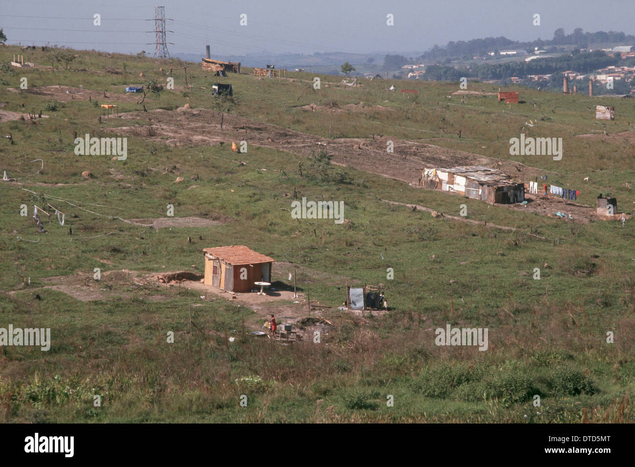 Sao Paulo, Brazil. Squatter shacks and garden plots on invaded land
