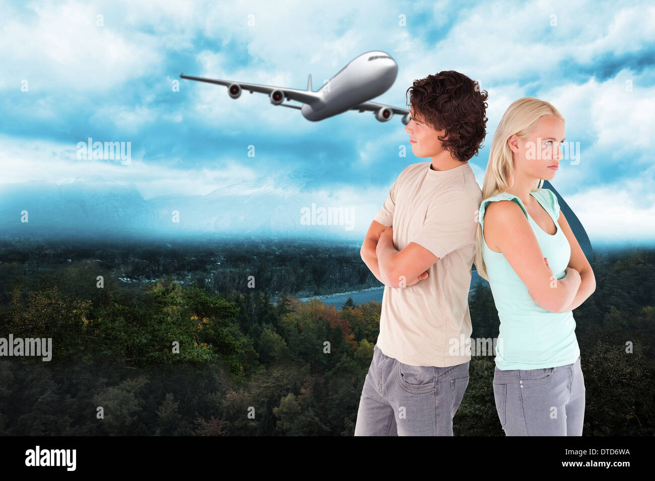 Man woman flight unhappy hi-res stock photography and images - Alamy