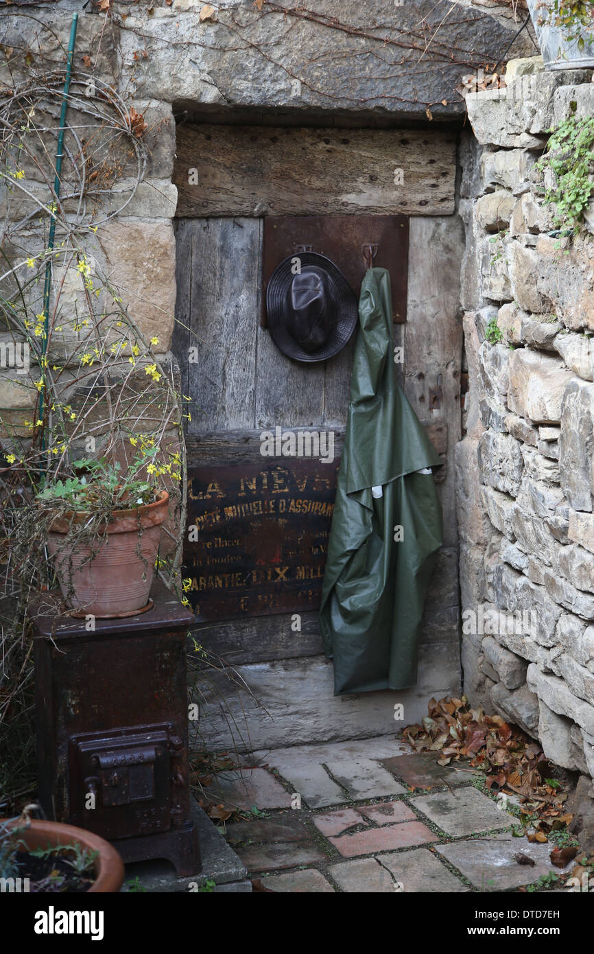 Door of cottage, Penne, Tarn, France Stock Photo