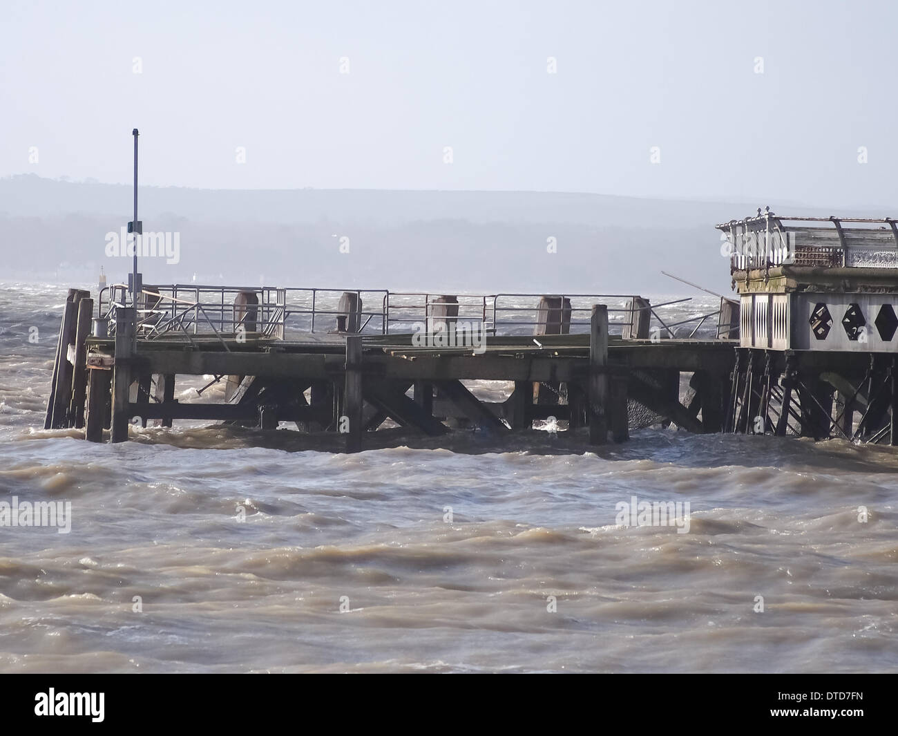 Damage caused to South Parade Pier, Southsea Portsmouth, England after weeks extreme weather. Stock Photo