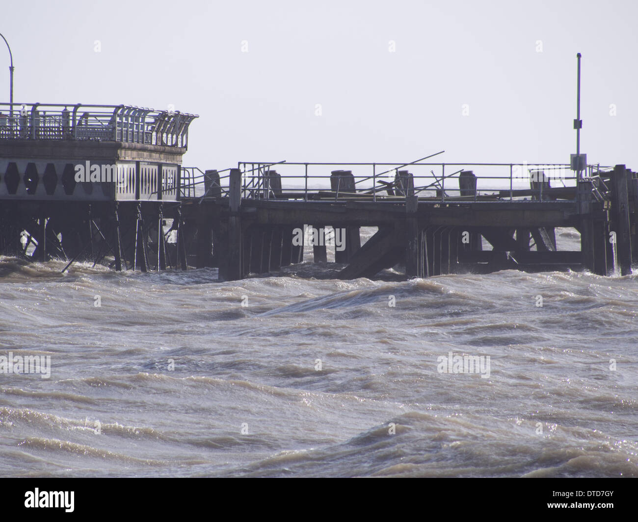 Damage caused to South Parade Pier, Southsea Portsmouth, England after weeks extreme weather. Stock Photo