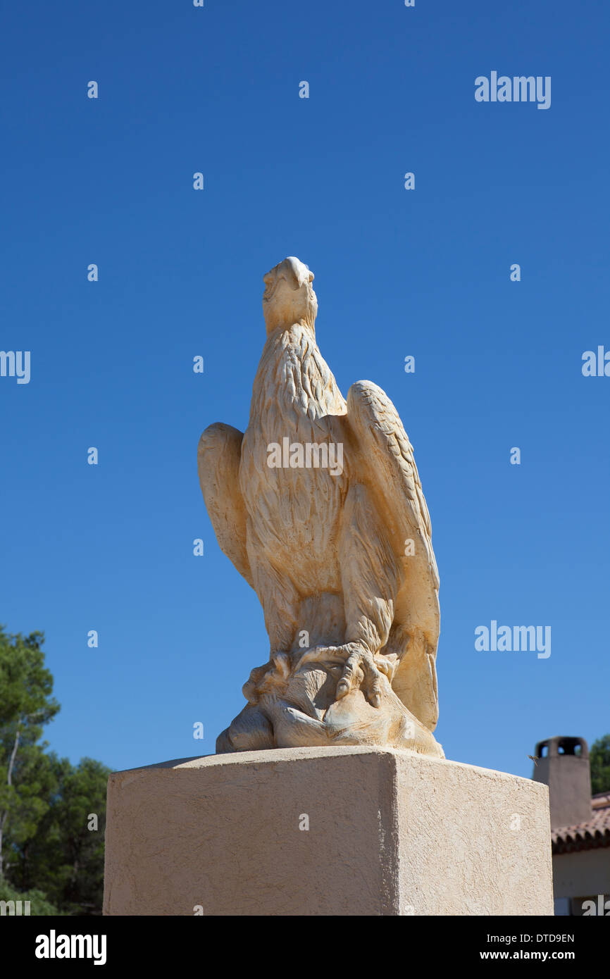 Eagle statue in Beaucaire France, blue sky in background Stock Photo