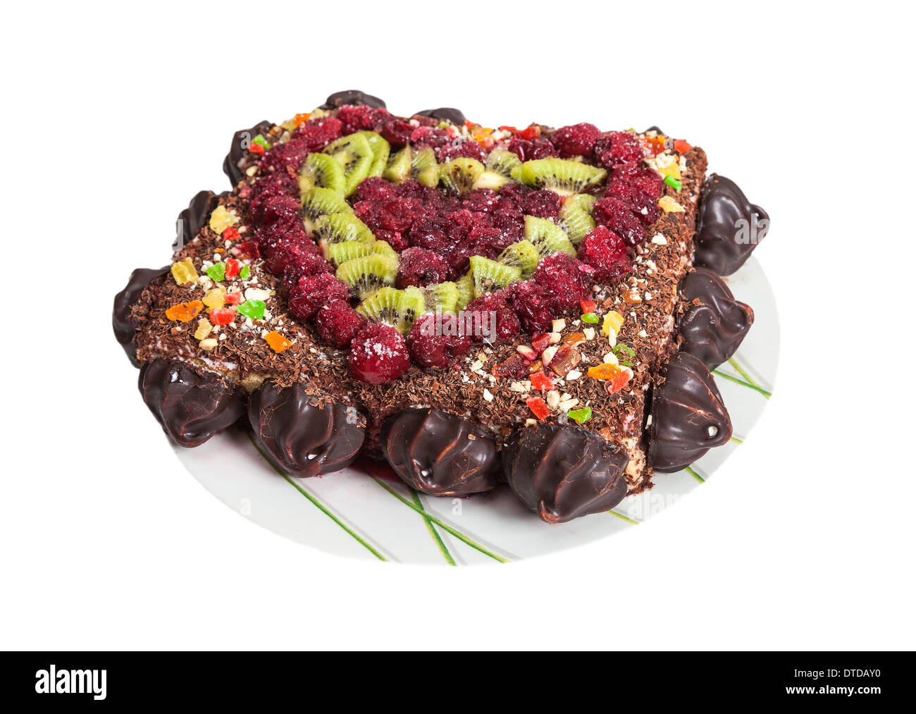 Homemade cake with fruits on a white background Stock Photo - Alamy