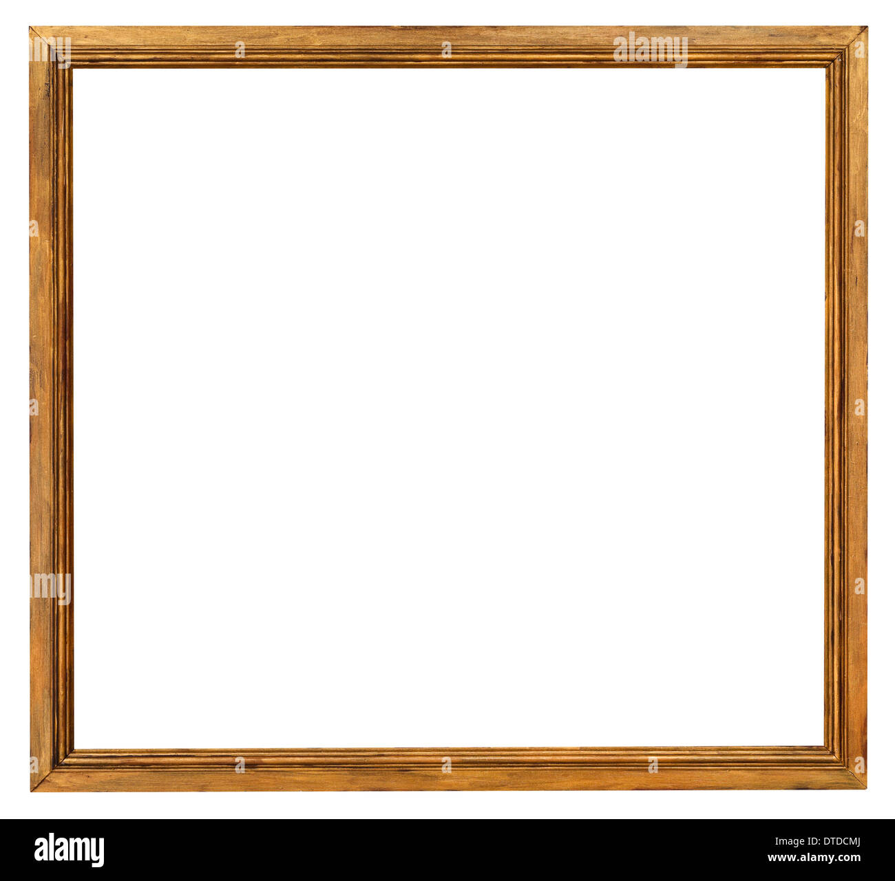 simple narrow wooden picture frame with cut out canvas isolated on