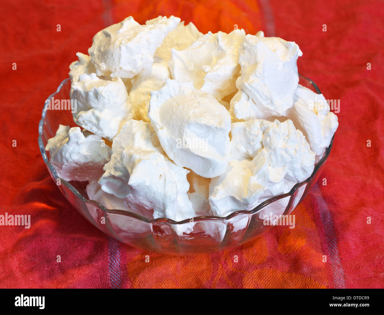 meringue sweet dessert from whipped egg whites and sugar Stock Photo