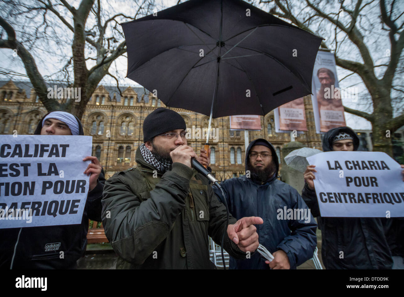 Radical Islamists protest outside French Consulate in London Stock Photo