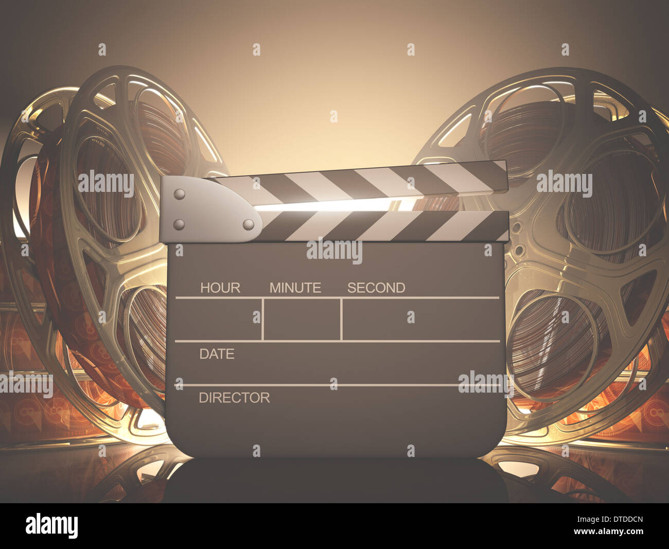 Clapboard with back light. Your name, time and date on clapboard. Stock Photo