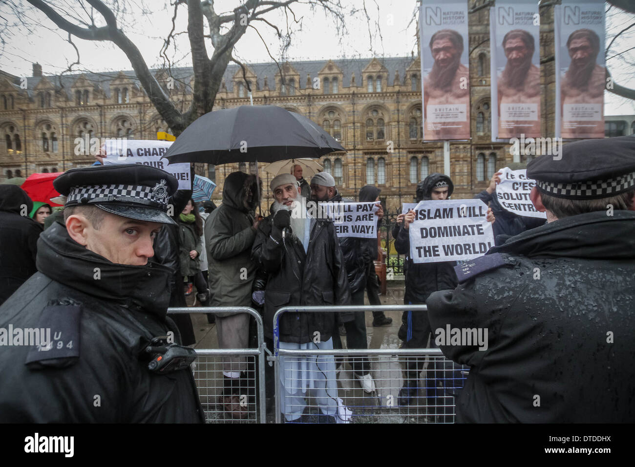 Radical Islamists protest outside French Consulate in London Stock Photo