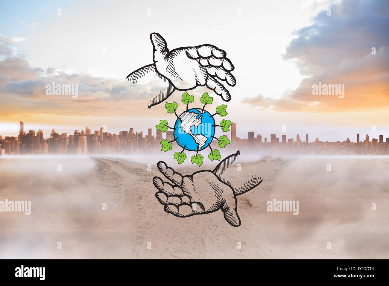 Composite image of earth conservation doodle Stock Photo