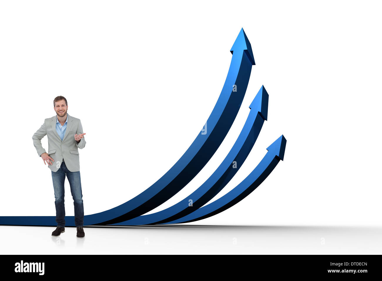 Composite image of stylish man smiling and gesturing Stock Photo