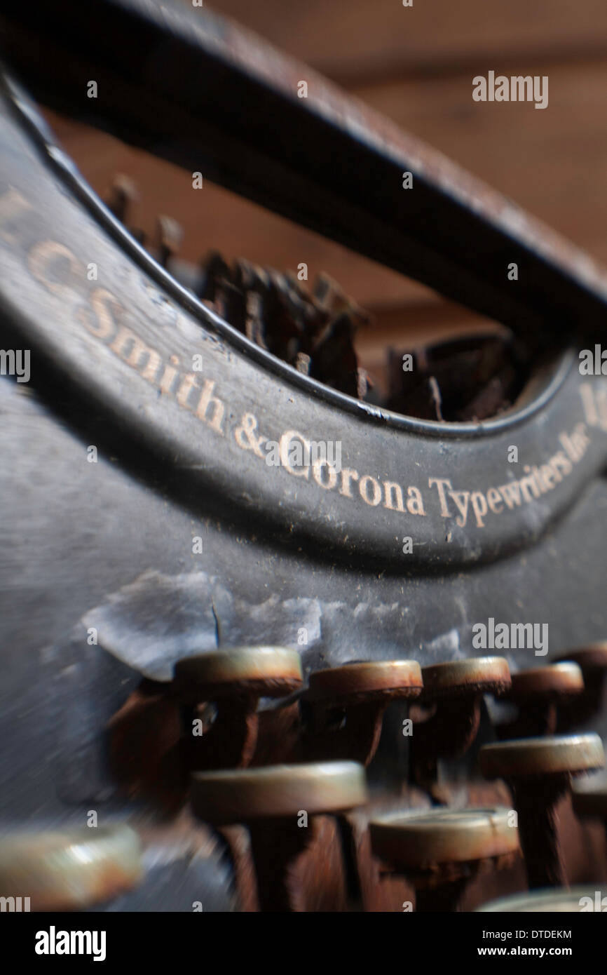 A rusty old Smith Corona typewriter has seen better days Stock Photo