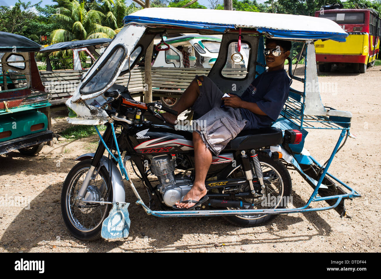 driver tricycle passenger waiting, Philippines Stock Photo