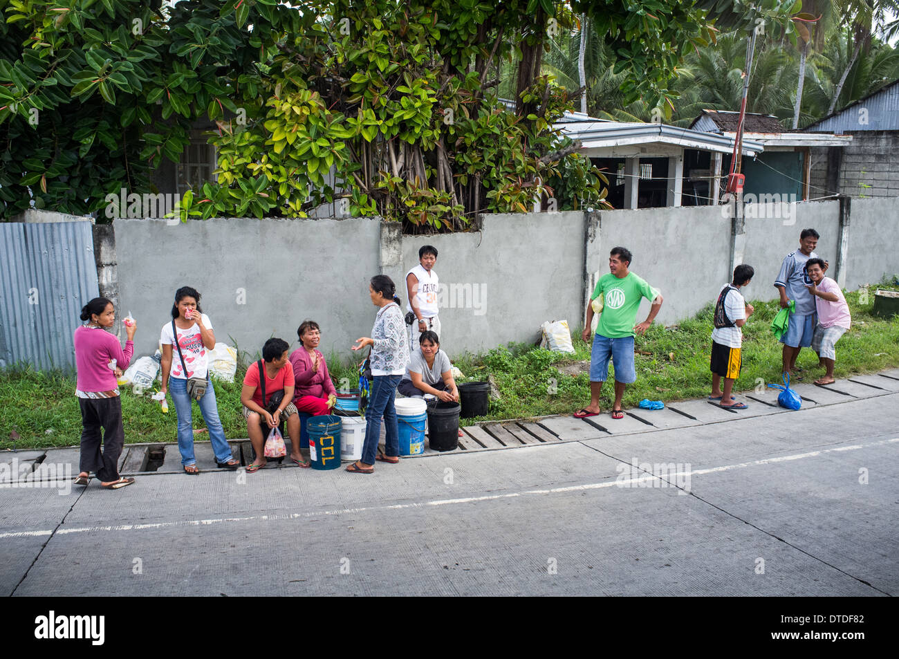 People waiting for the bus, Bohol, Philippines Stock Photo