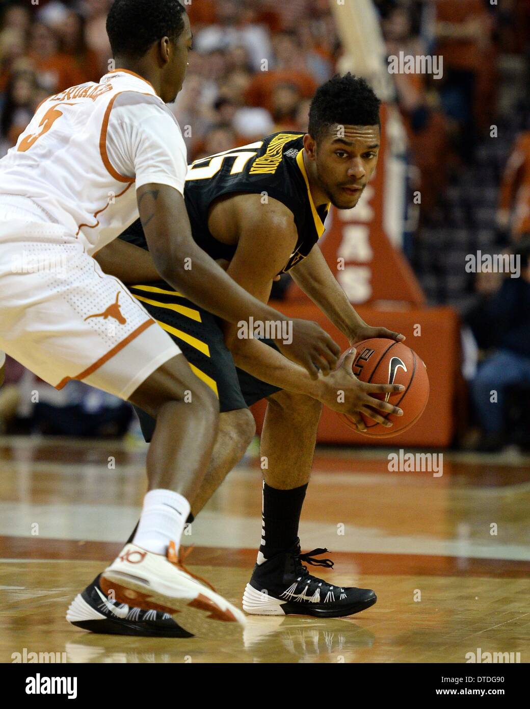 Feb 15, 2014 Halftime. Terry Henderson #15 of the West Virginia Mountaineers in action vs the Texas Longhorns at the Frank Erwin Center in Austin Texas. Texas leads 40-29 at the half. Stock Photo