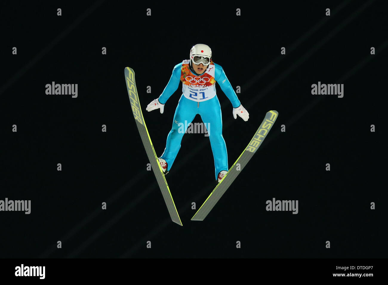 Sochi, Russia. 15th Feb, 2014. Reruhi Shimizu (JPN) Ski Jumping : Men's Individual Large Hill at 'RUSSKI GORKI' Jumping Center during the Sochi 2014 Olympic Winter Games in Sochi, Russia . © YUTAKA/AFLO SPORT/Alamy Live News Stock Photo