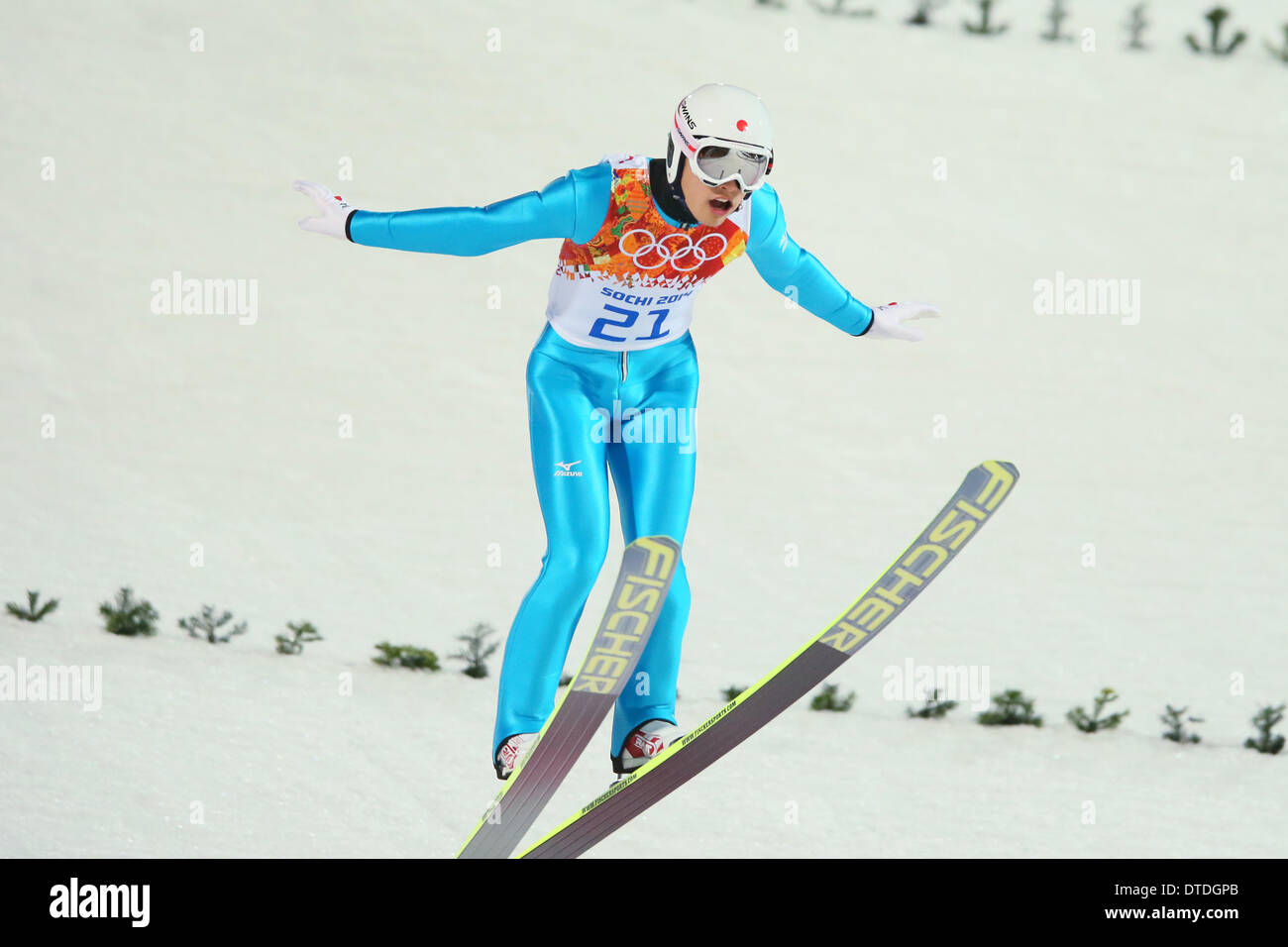 Sochi, Russia. 15th Feb, 2014. Reruhi Shimizu (JPN) Ski Jumping : Men's Individual Large Hill at 'RUSSKI GORKI' Jumping Center during the Sochi 2014 Olympic Winter Games in Sochi, Russia . © YUTAKA/AFLO SPORT/Alamy Live News Stock Photo