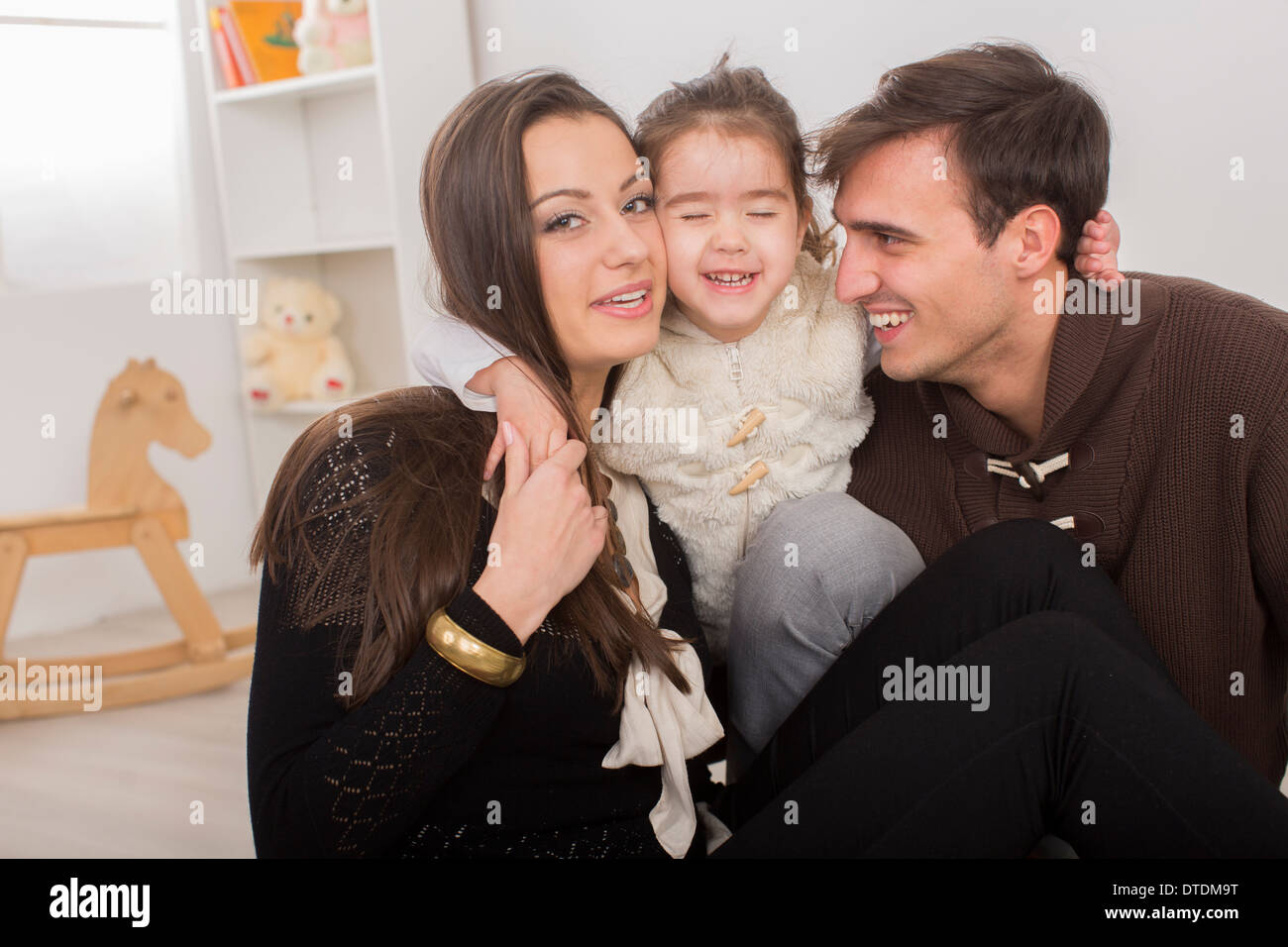Happy family in the room Stock Photo