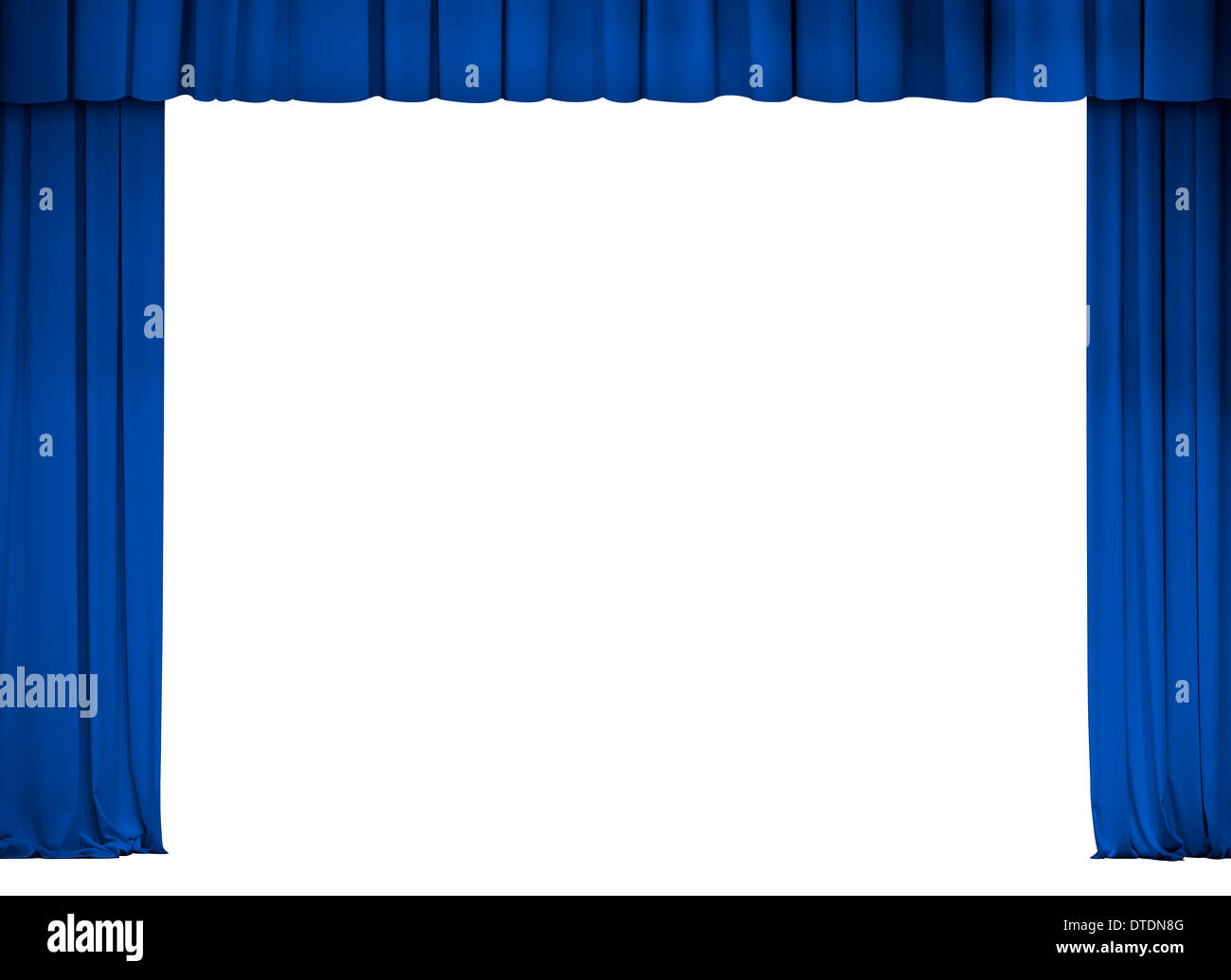 theater or cinema blue curtain frame isolated on white Stock Photo