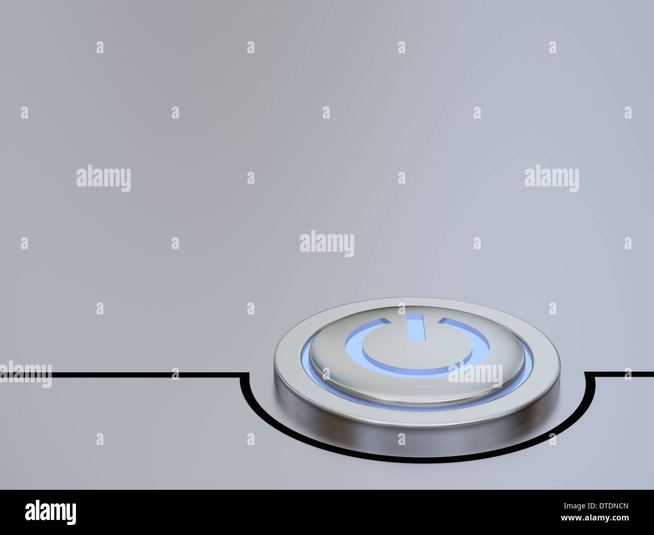 Metallic on-off button illustration with glowing blue light Stock Photo ...