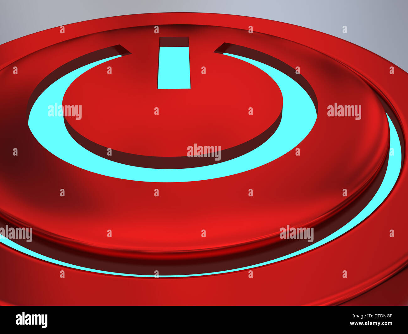 Red on-off button illustration with glowing blue light Stock Photo - Alamy