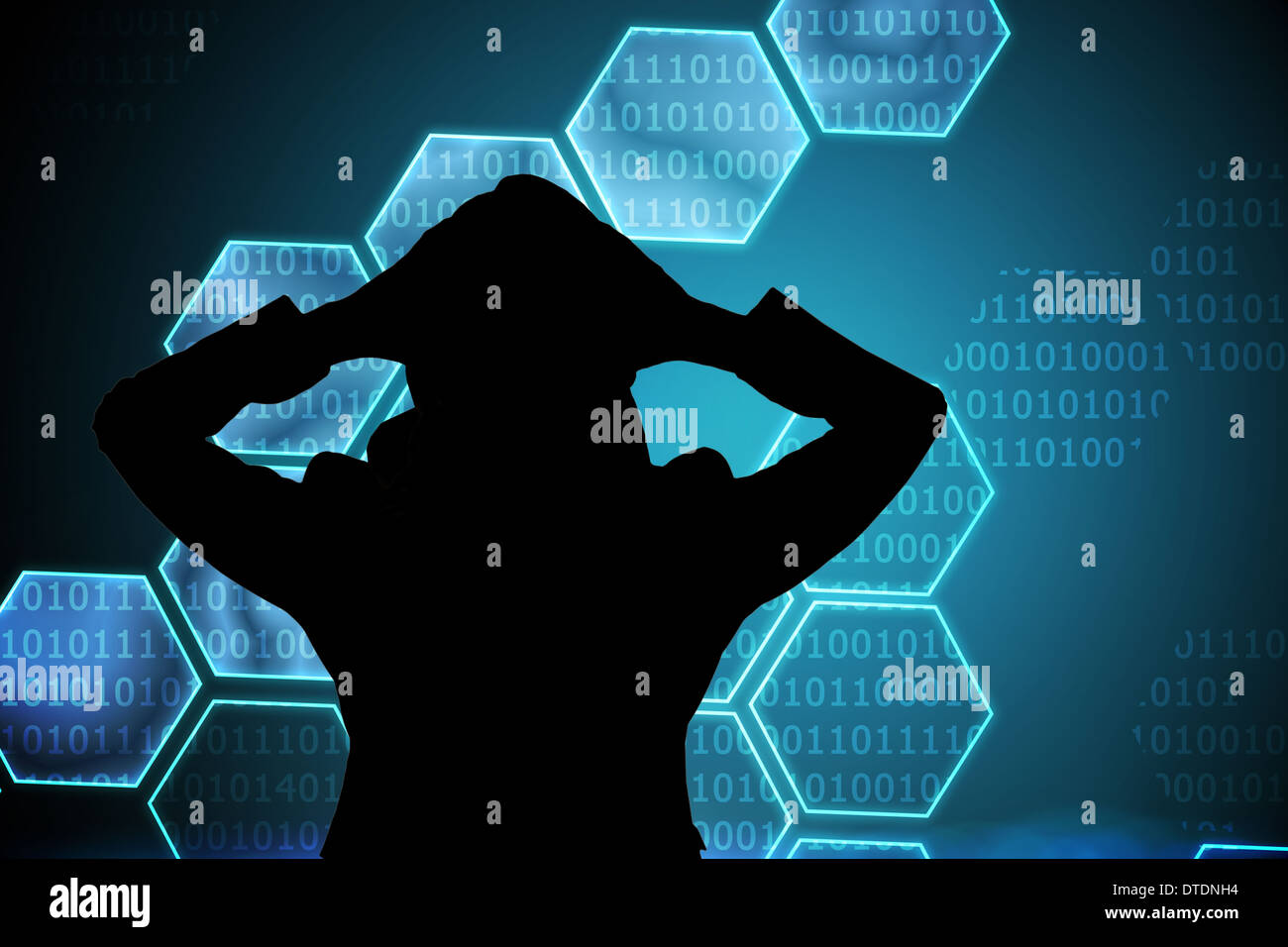 Composite image of black background with shiny hexagons Stock Photo - Alamy