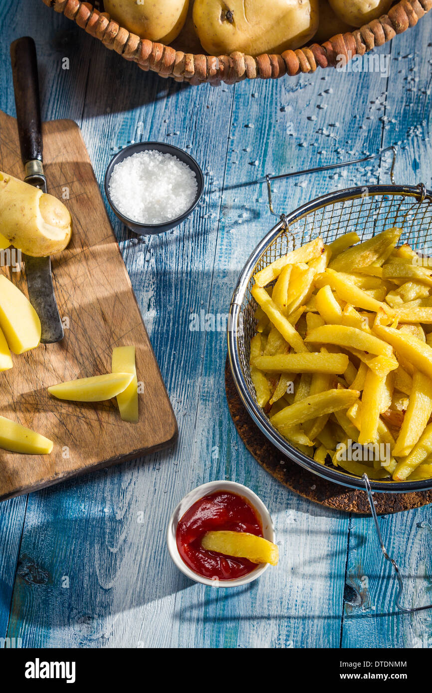 During the preparation of homemade fries Stock Photo Alamy