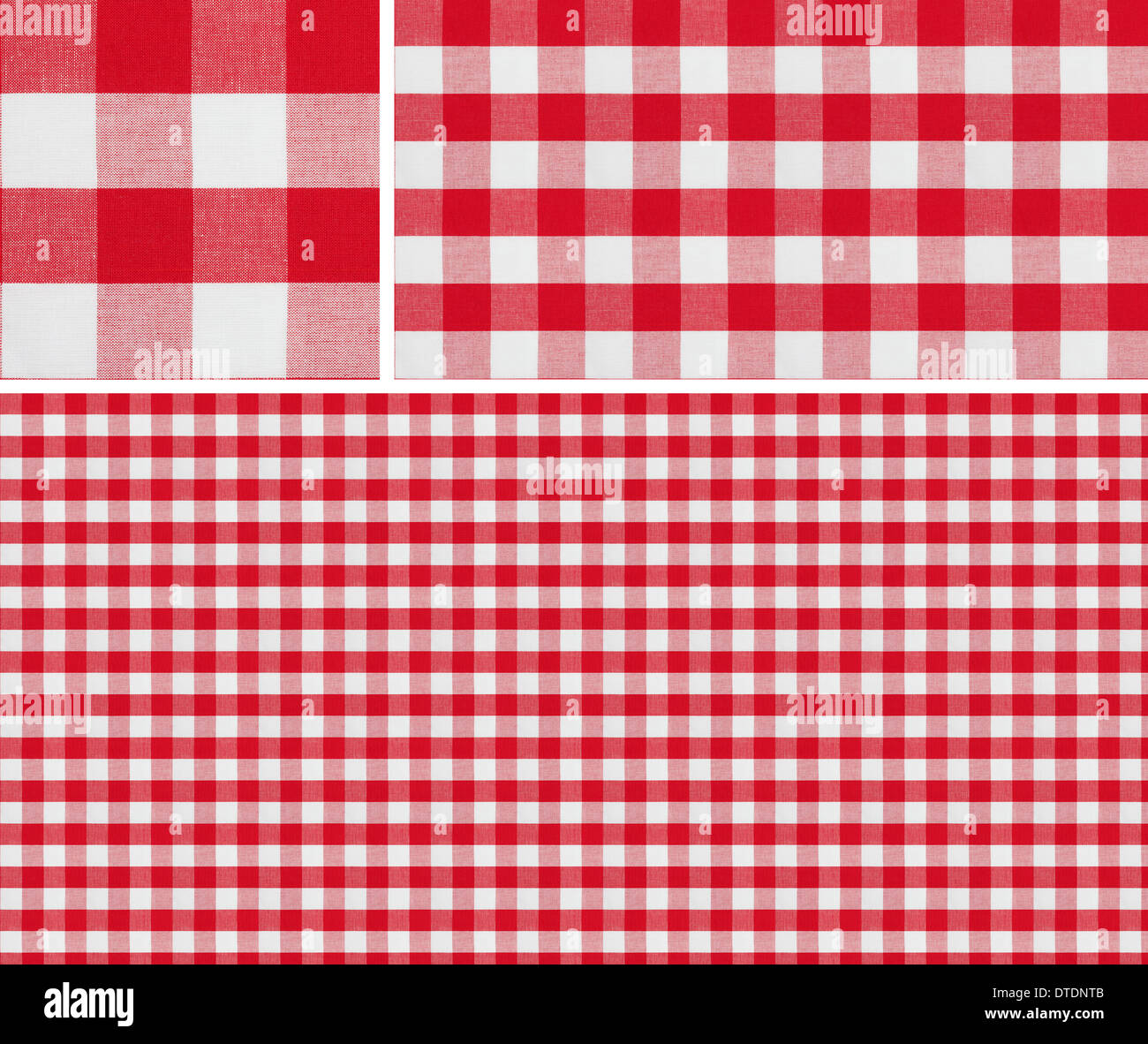 Seamless picnic pattern 1500x1500 with samples. Good for red checkered tablecloth creation of any size. Stock Photo