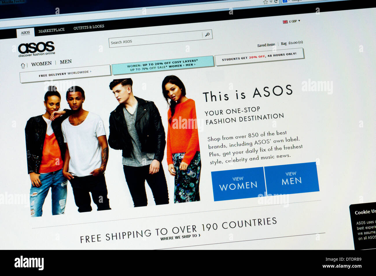 The home page of the web site for ASOS the online-only fashion and beauty store. Stock Photo