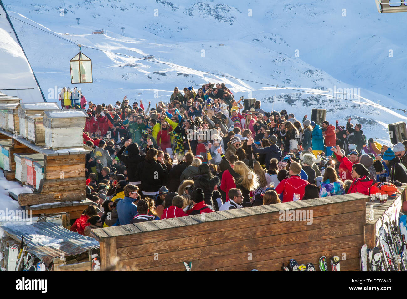 Apres Ski Party in Val Thorens Stock Photo