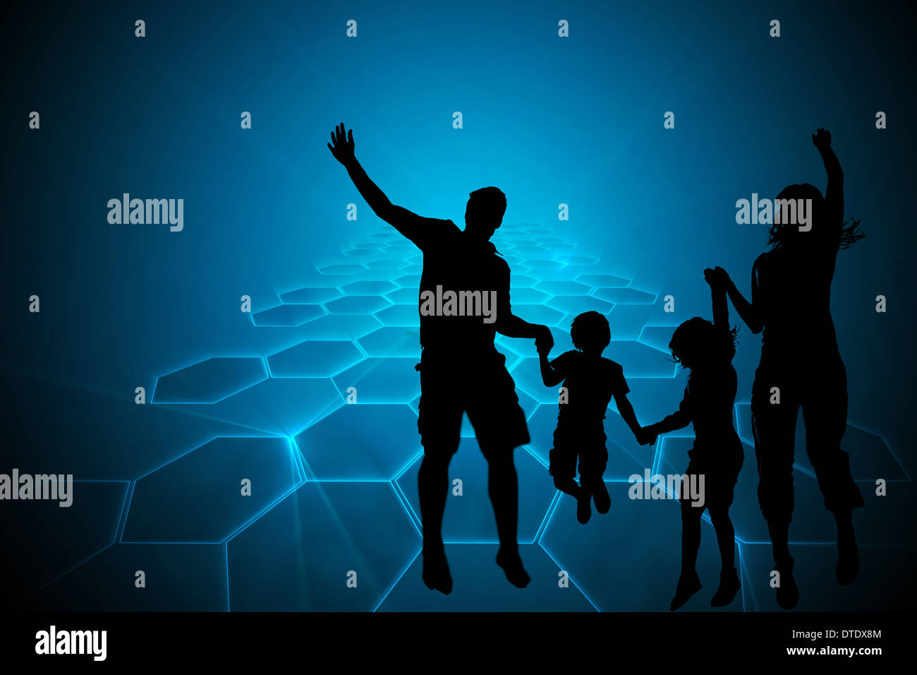 Composite image of black background with shiny hexagons Stock Photo - Alamy