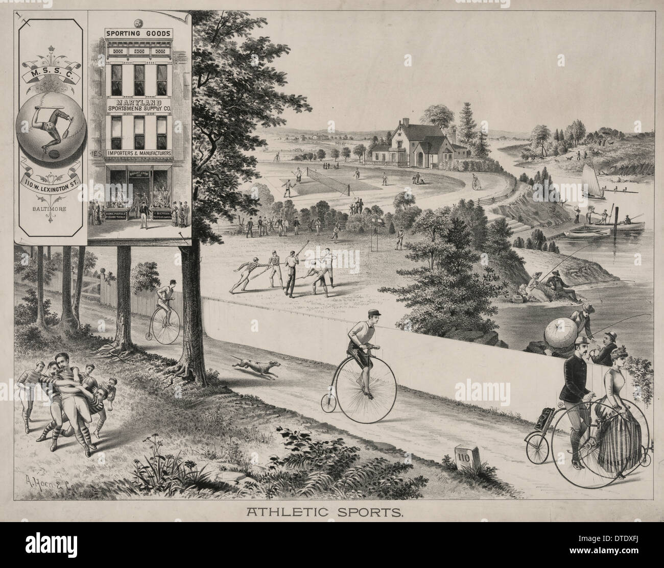 Athletic sports poster, circa 1887 Stock Photo Alamy
