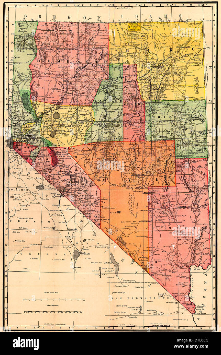 County and township pocket map of Nevada, by a new and