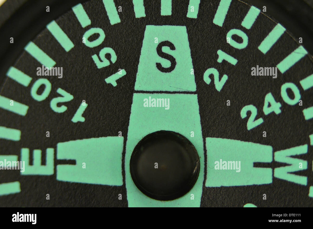 Survival skills concept Extreme closeup of compass rose and